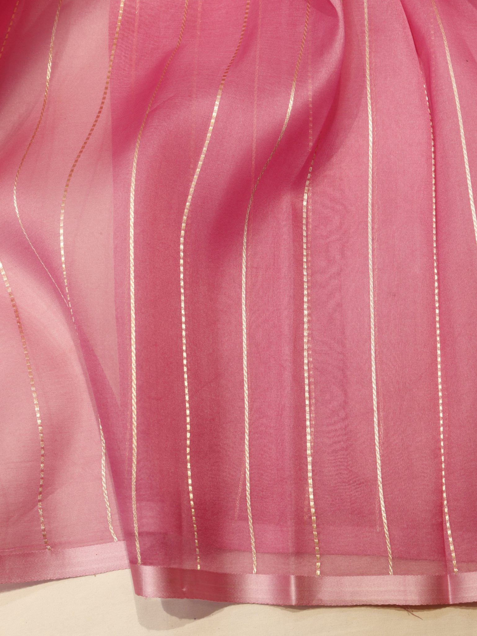 Ombre - Light Coffee, Pink Kora Silk Banarasi saree pallu detail