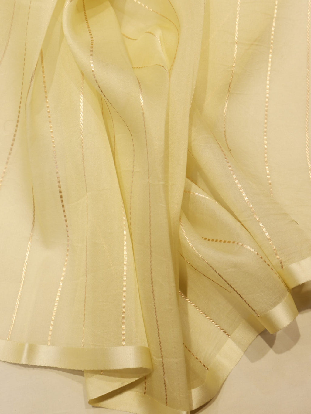 Ombre - Ice grey, Butter Yellow Kora Silk Banarasi saree zari work detail