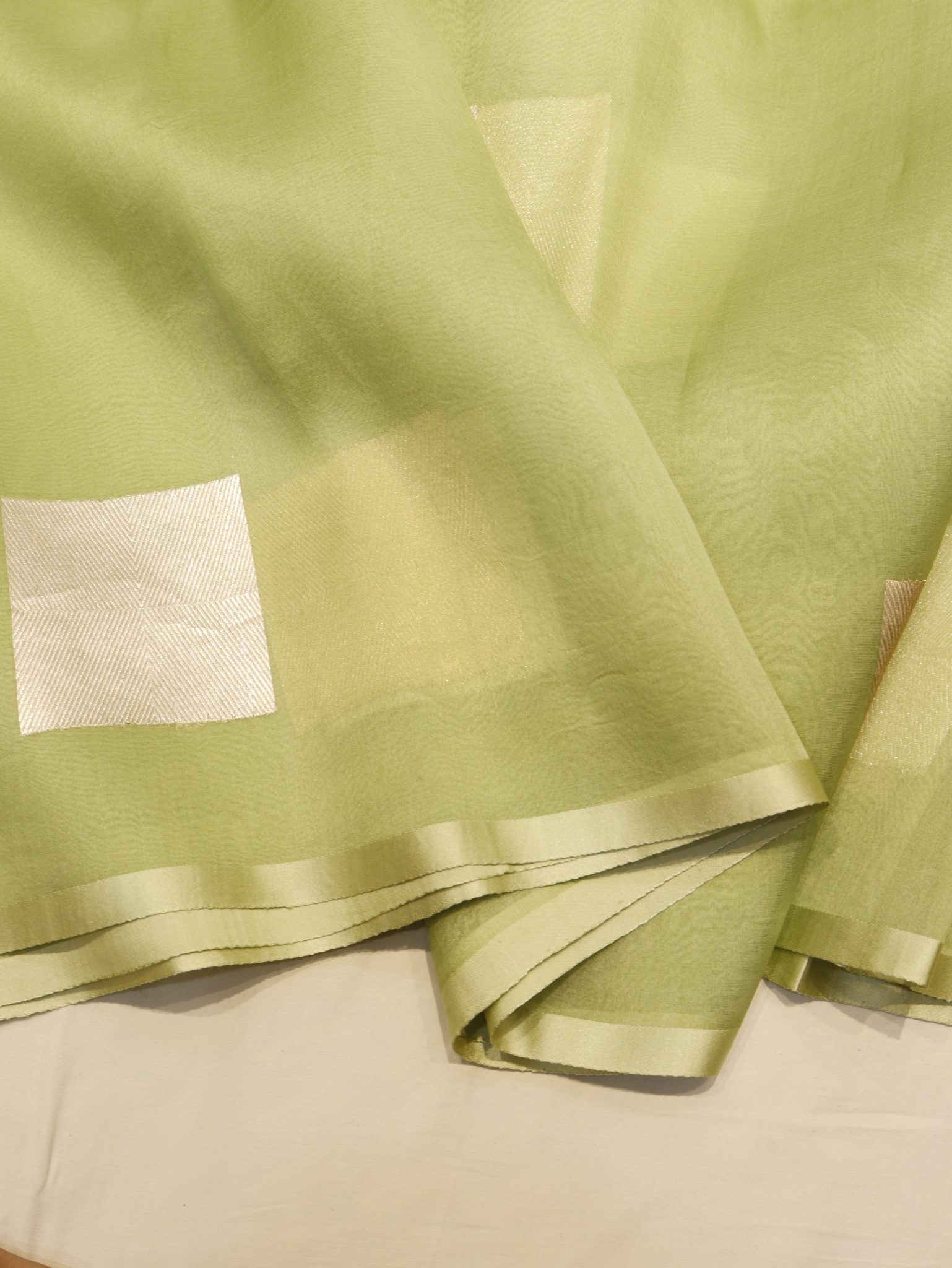 Ombre - Green, Blue Kora Silk Banarasi saree zari work detail
