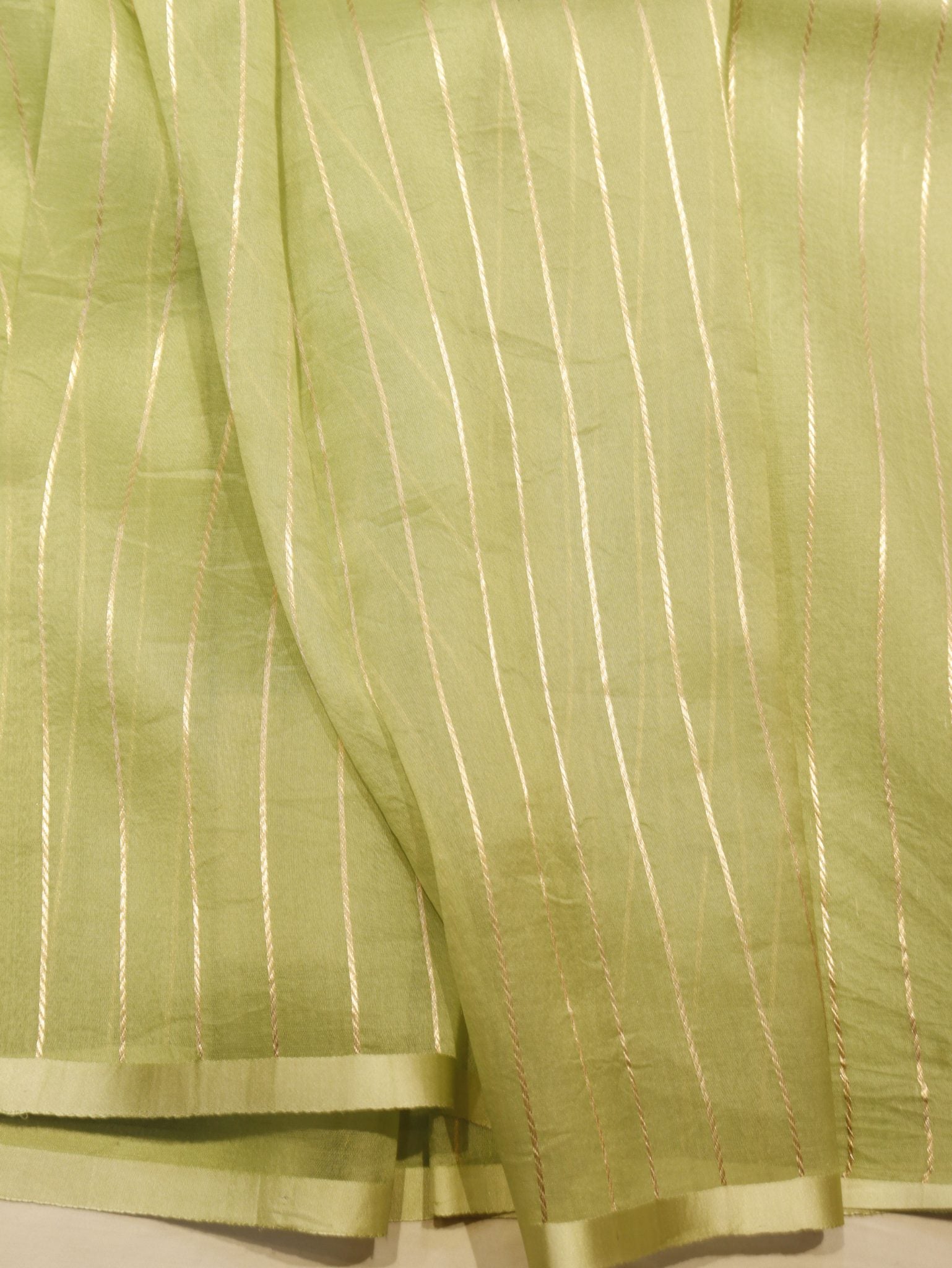 Ombre - Green, Blue Kora Silk Banarasi saree front drape view