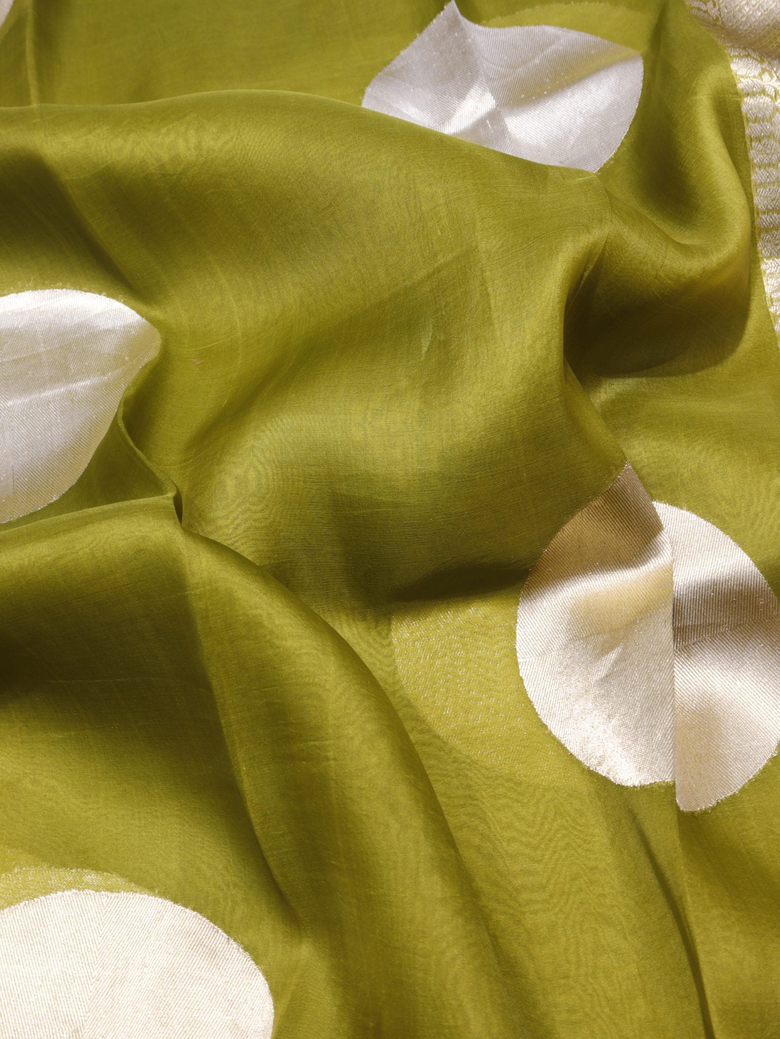Mehendi Green Kora Silk Banarasi saree blouse piece