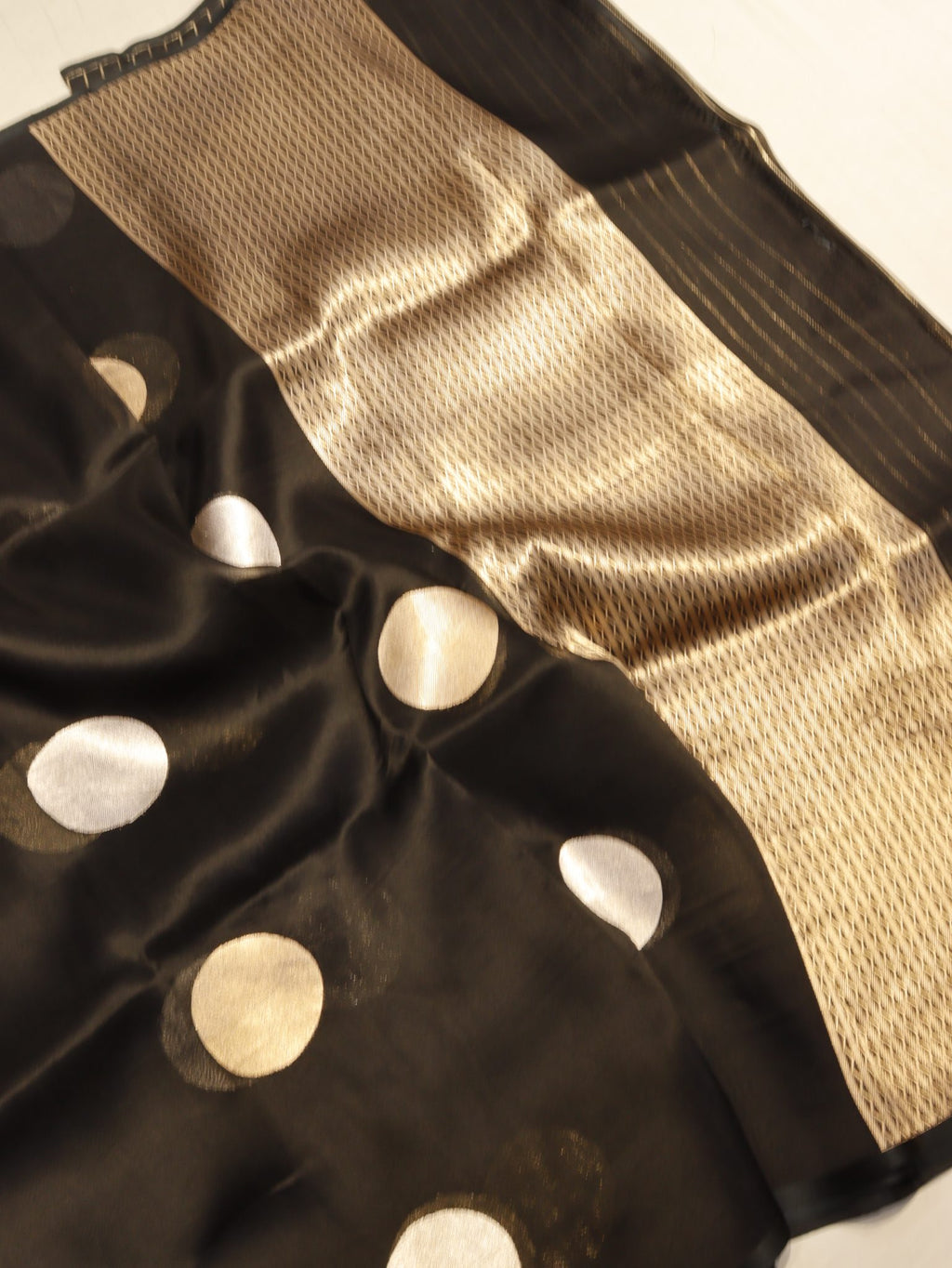 Black Kora Silk Banarasi saree pallu detail