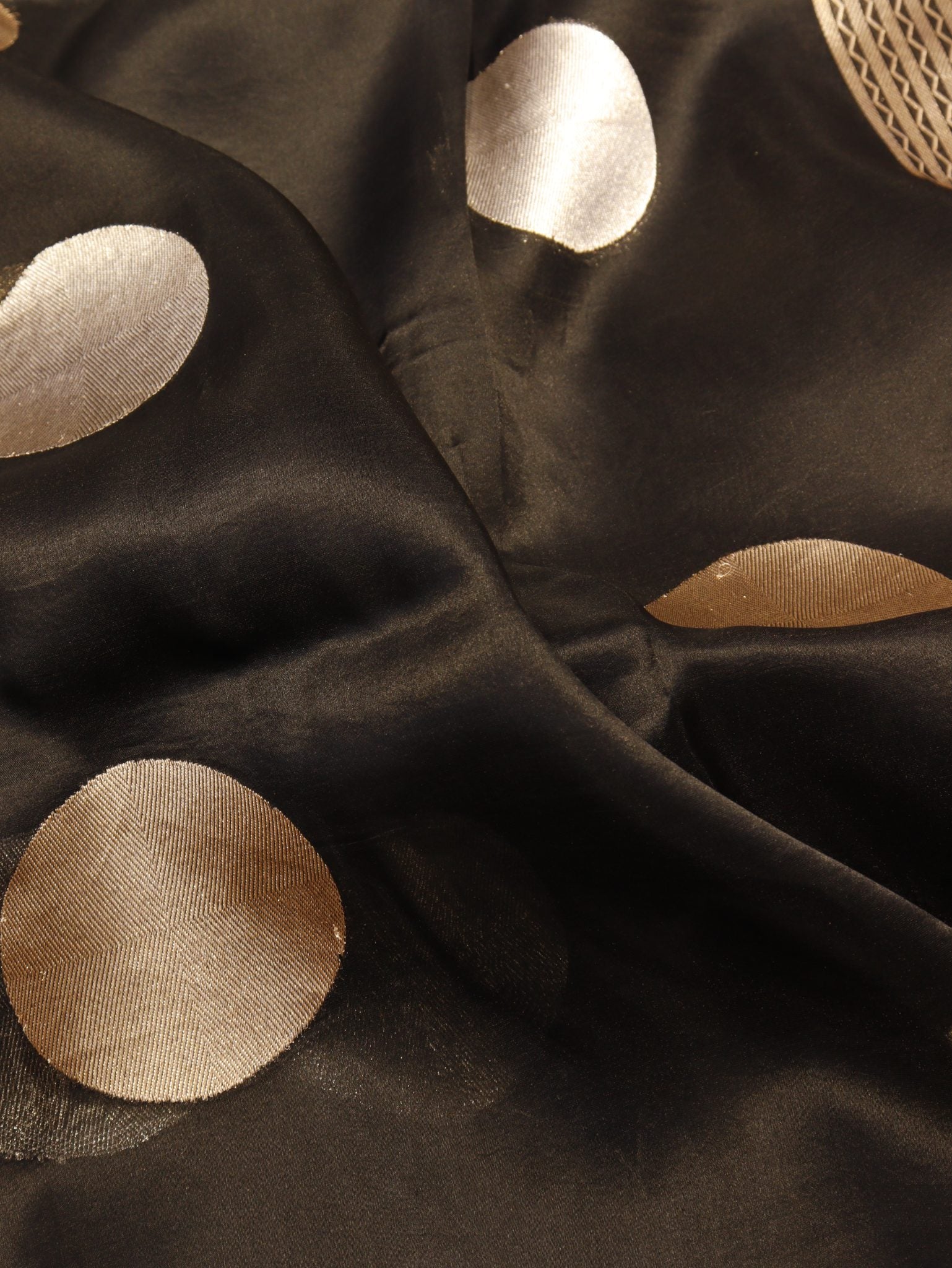 Black Kora Silk Banarasi saree border closeup