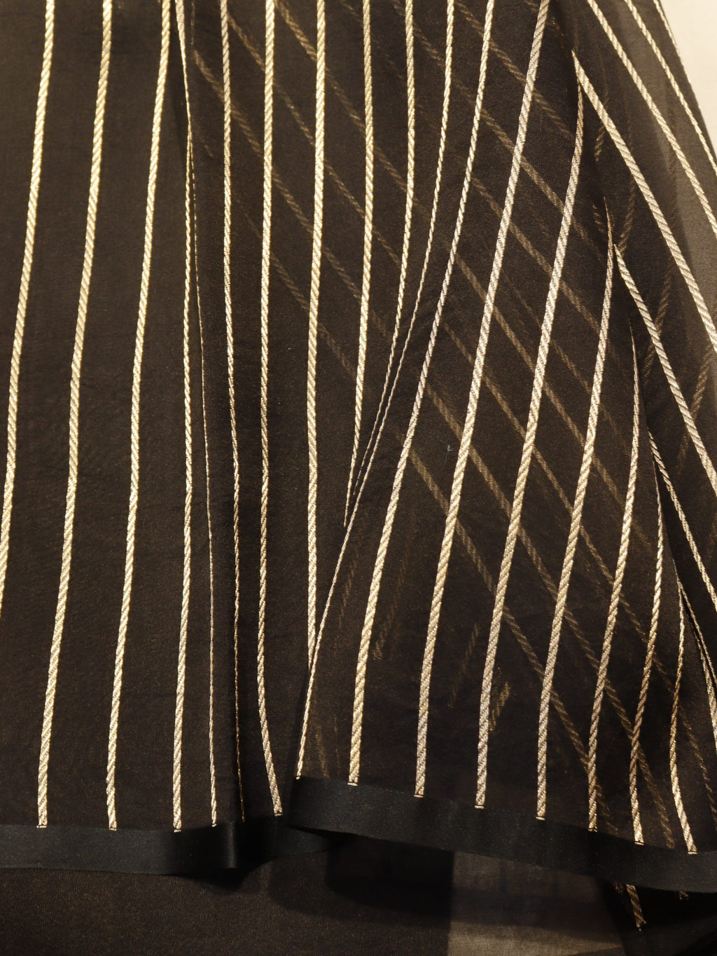 Black Kora Silk Banarasi saree texture detail