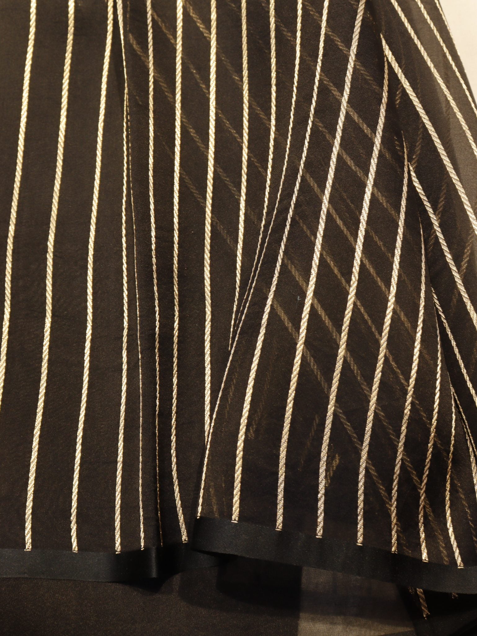Black Kora Silk Banarasi saree texture detail