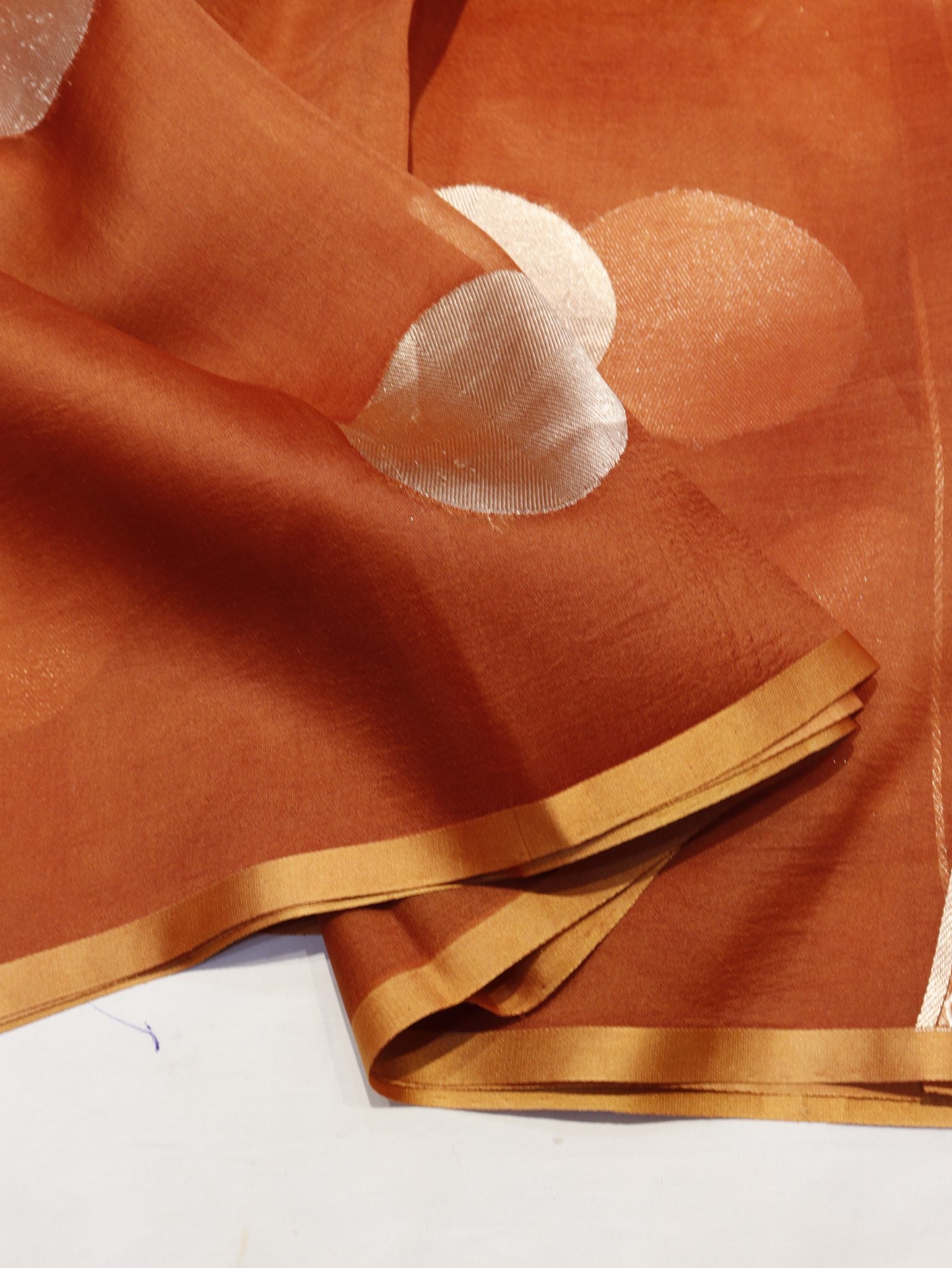 Rust Orange Kora Silk Banarasi saree blouse piece