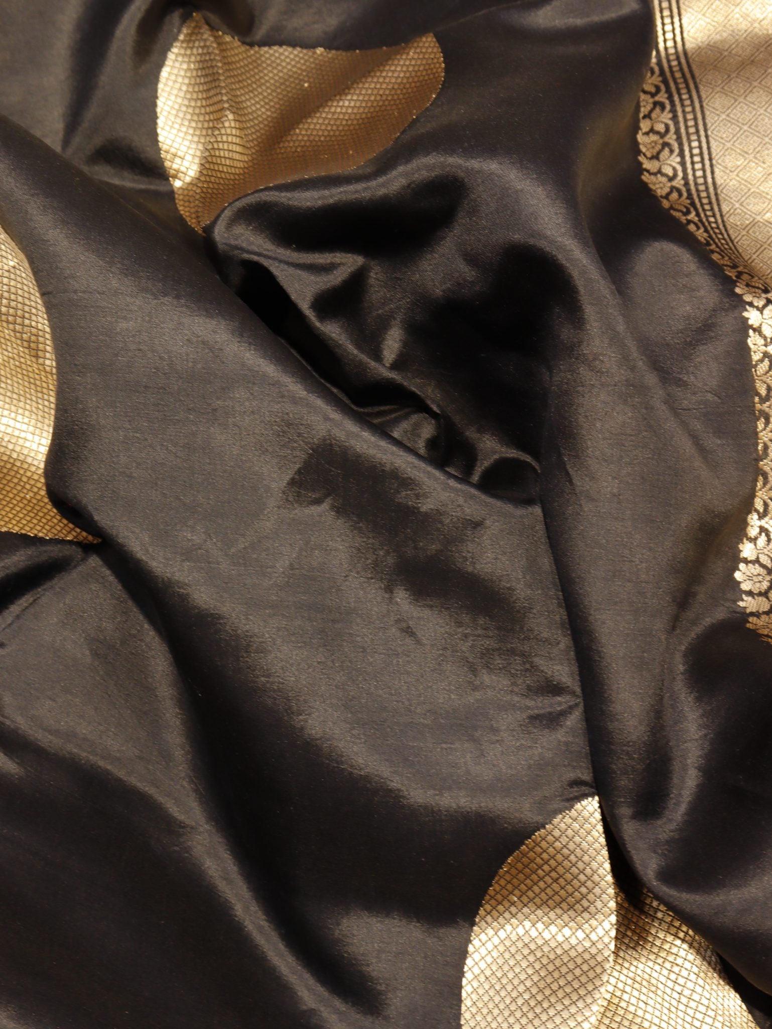 Black Soft Katan Banarasi saree blouse piece