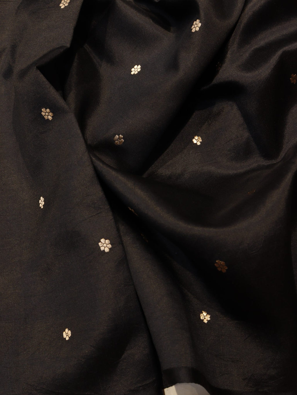Black Soft Katan Banarasi saree zari work detail
