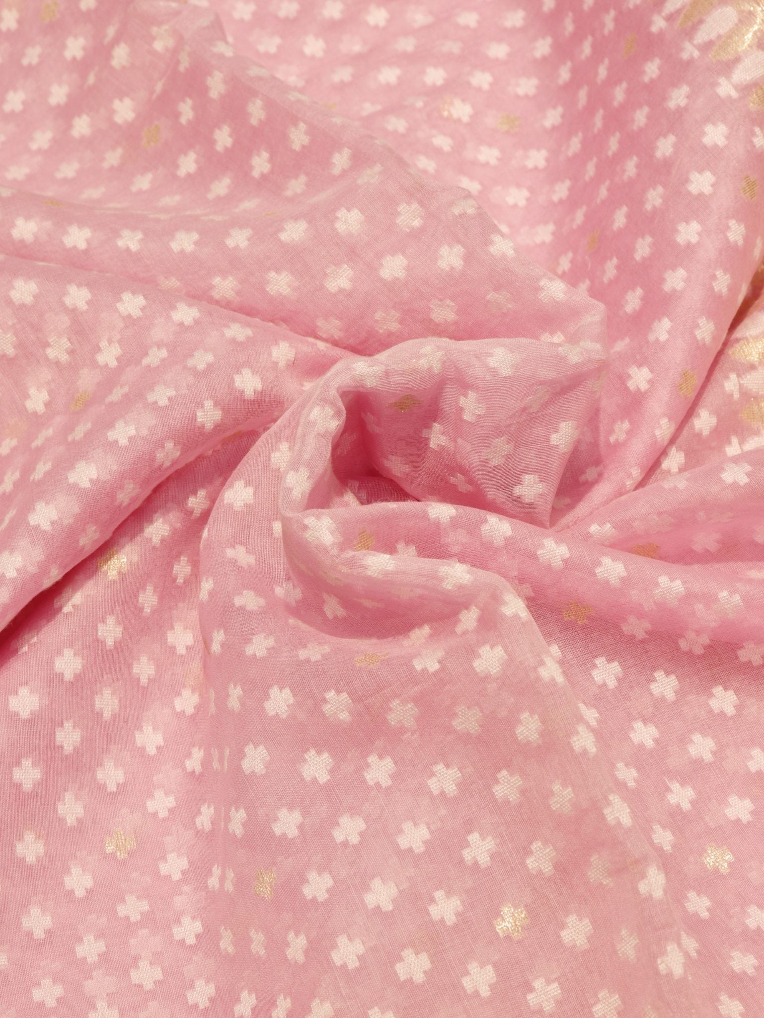 Baby Pink Cotton Banarasi saree texture detail