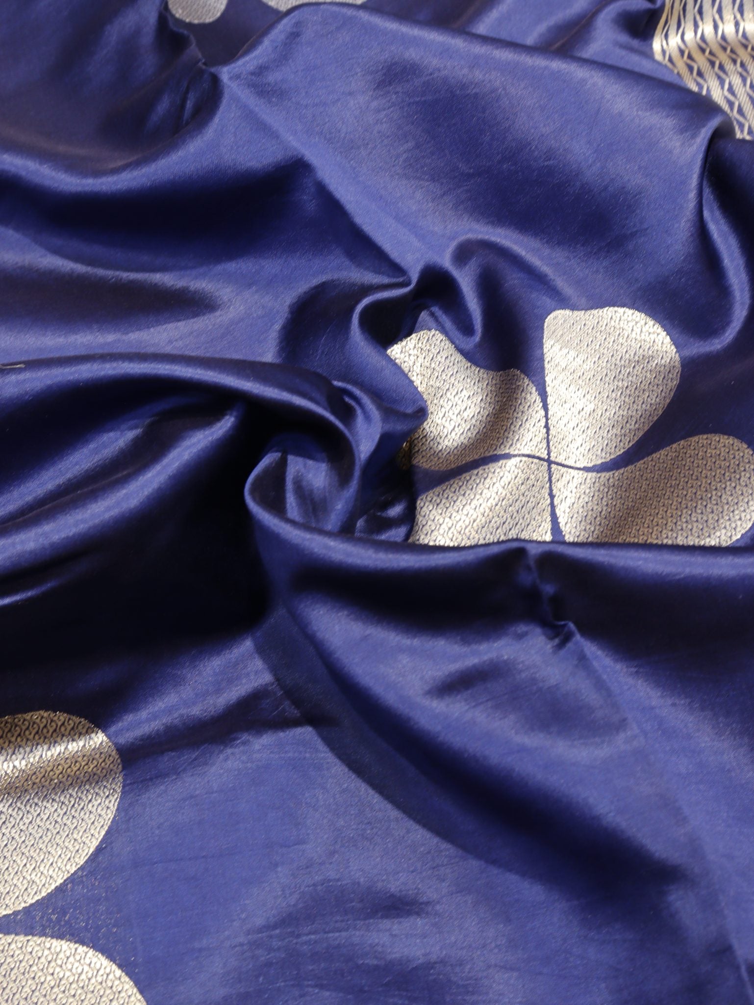 Navy Blue Soft Katan Banarasi saree blouse piece