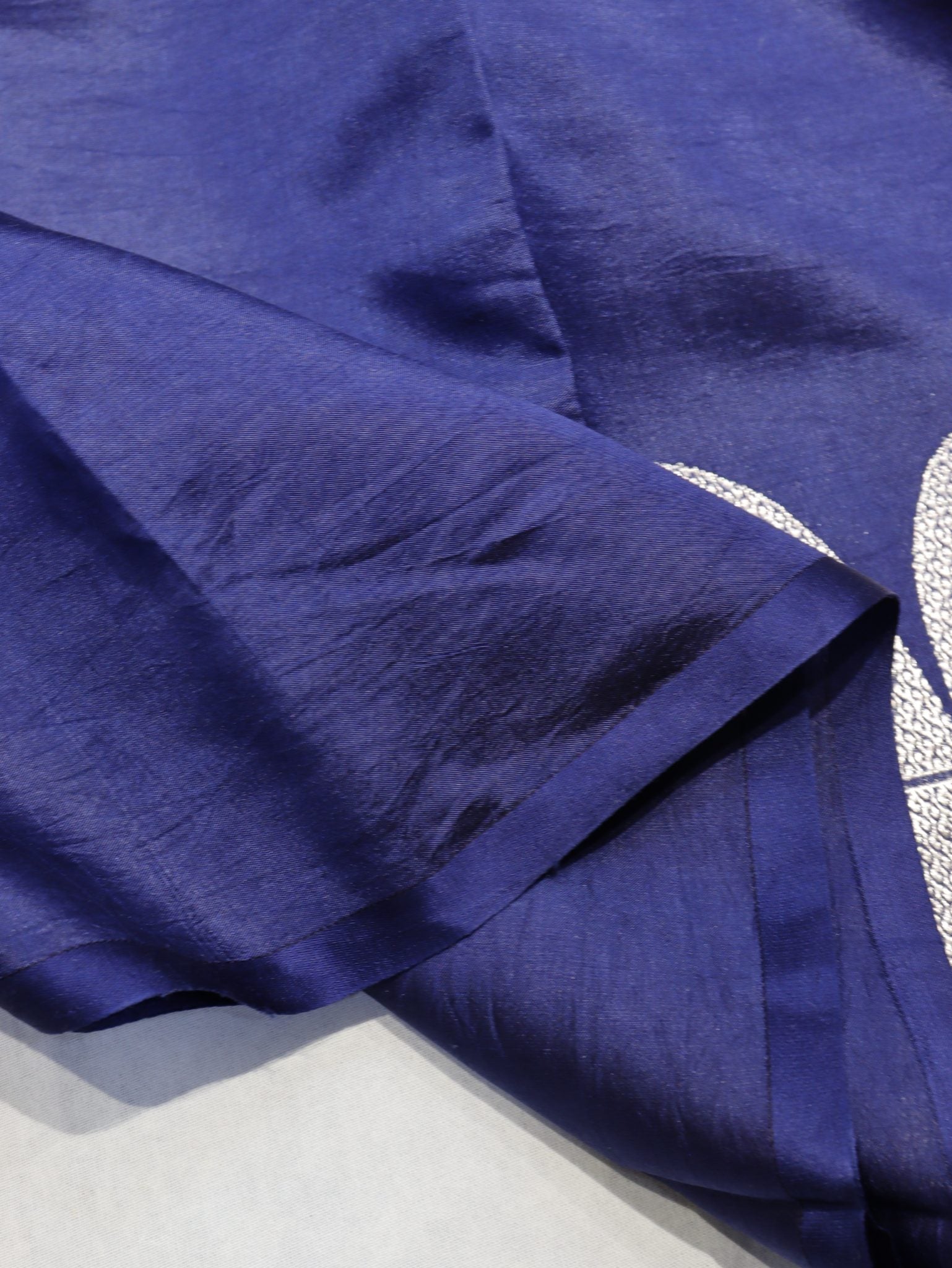 Navy Blue Soft Katan Banarasi saree full spread