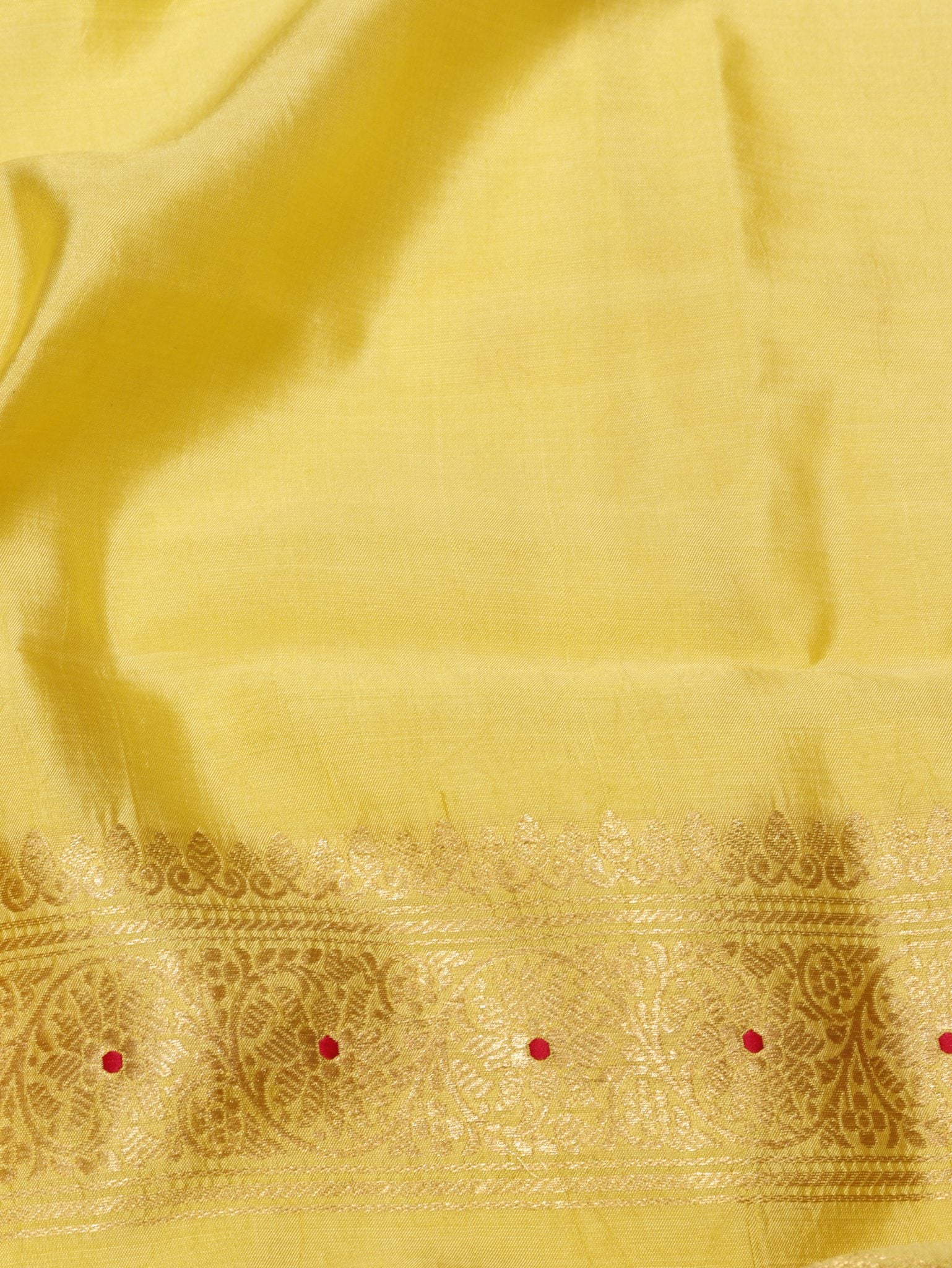 Yellow Soft Katan Banarasi suit bottom detail