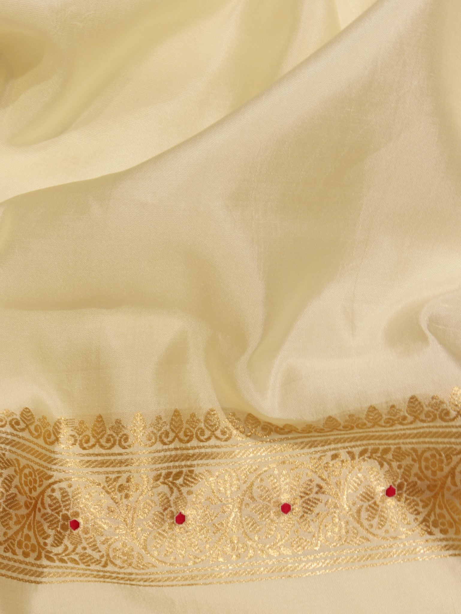 Cream Soft Katan Banarasi suit bottom detail
