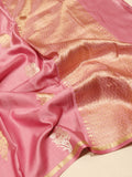 Pink Mashru Silk Banarasi saree front drape view