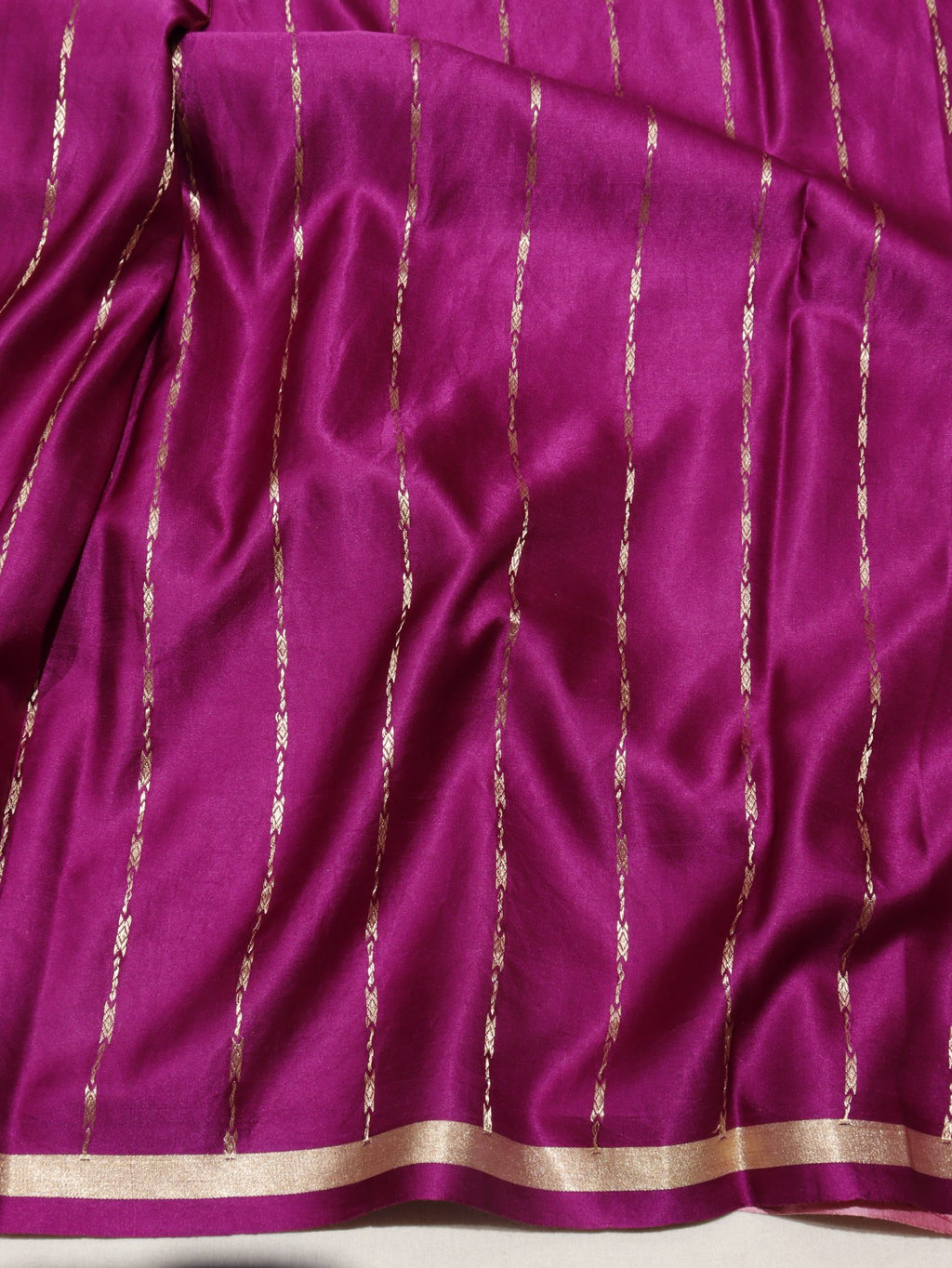 Pink Mashru Silk Banarasi saree folded view