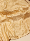 Champagne Gold Mashru Banarasi saree front drape view