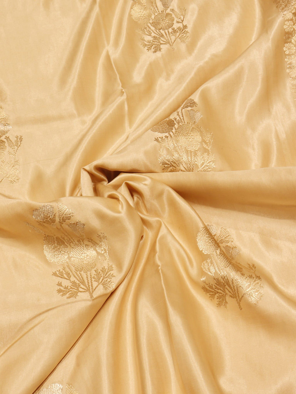Champagne Gold Mashru Banarasi saree border closeup
