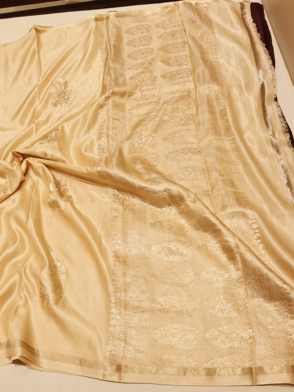 Champagne Gold Mashru Banarasi saree blouse piece