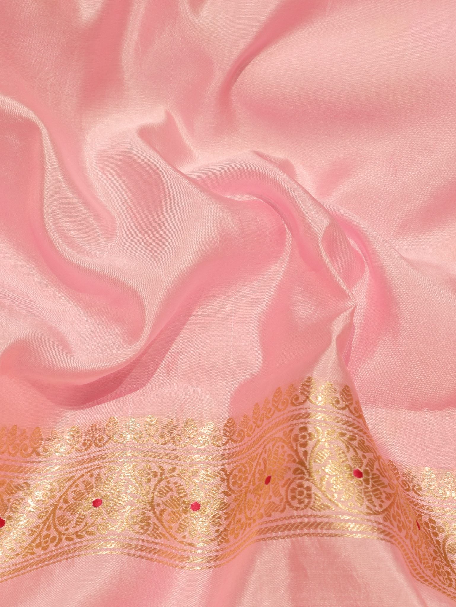 Pink Soft Katan Banarasi suit dupatta detail
