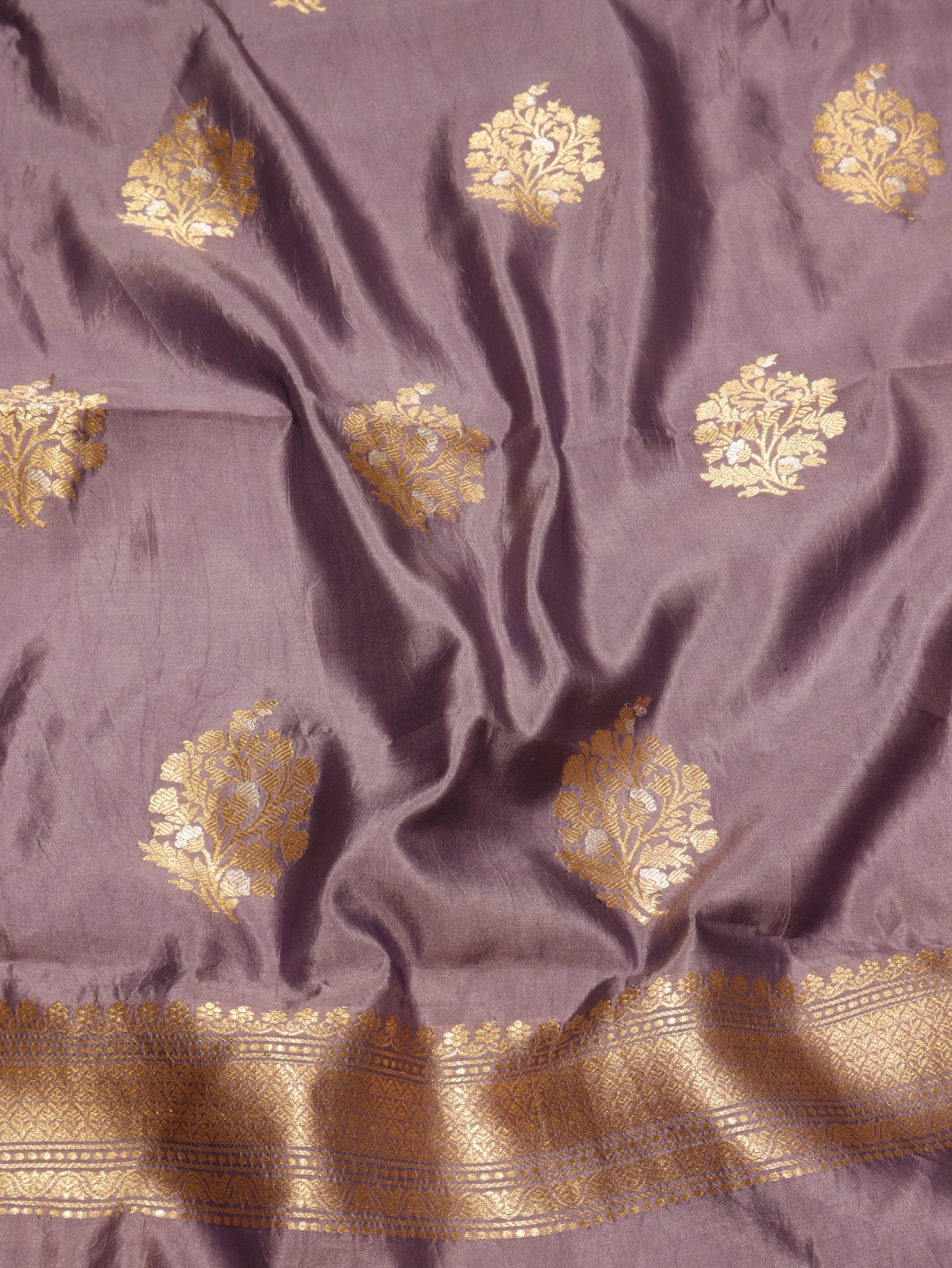 Lavender Soft Katan Banarasi suit bottom detail