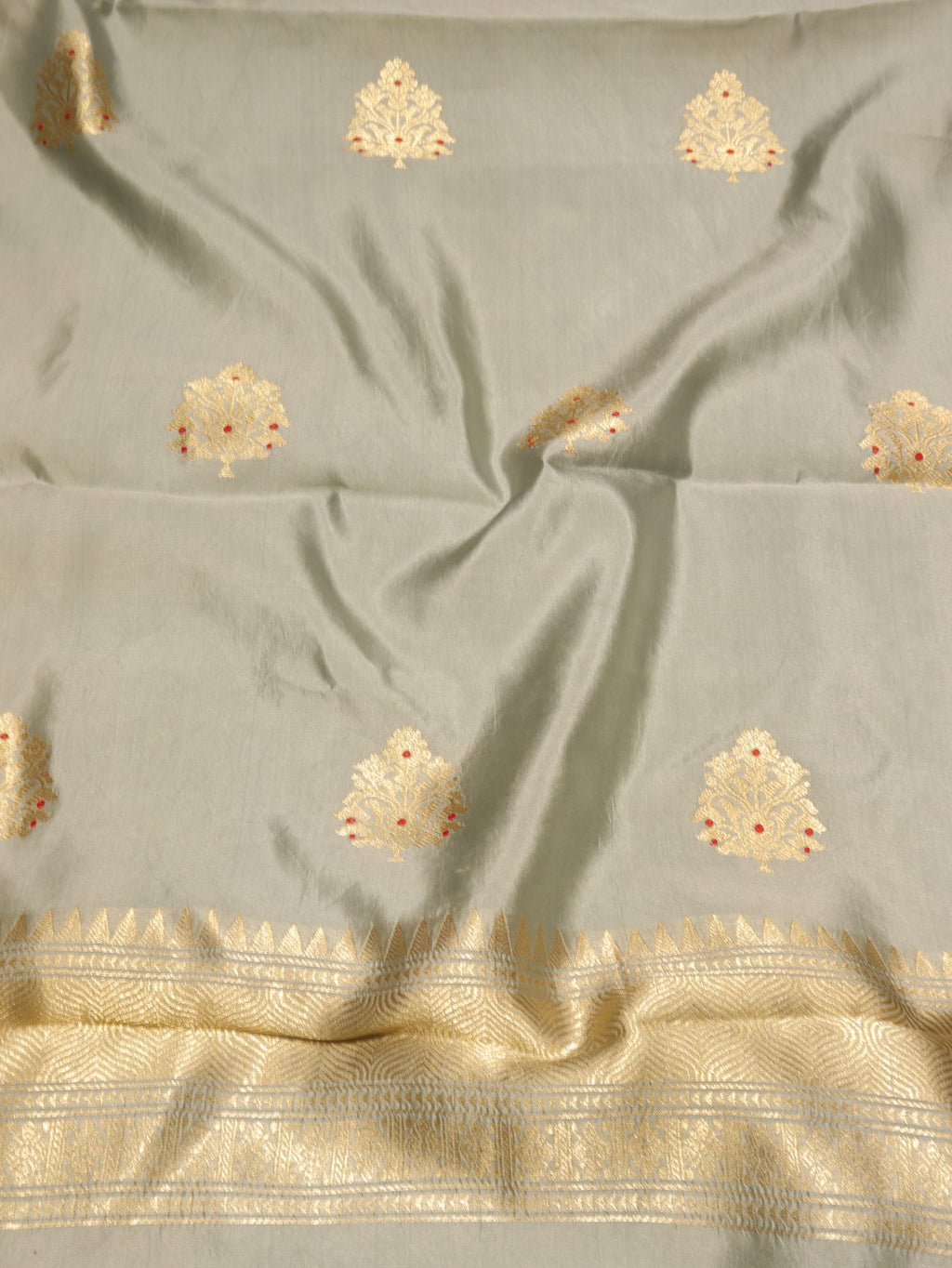 Powder Blue Soft Katan Banarasi suit bottom detail