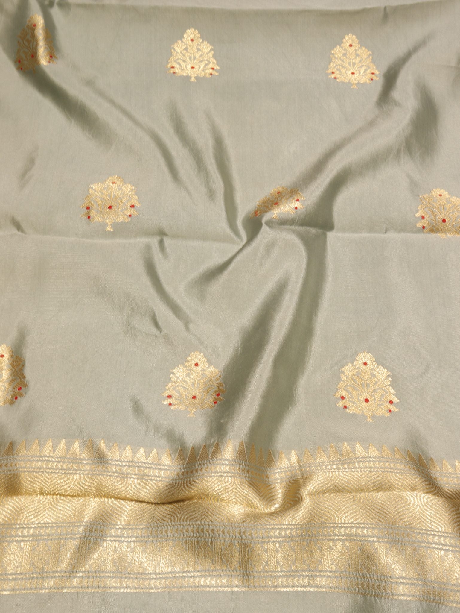 Powder Blue Soft Katan Banarasi suit bottom detail