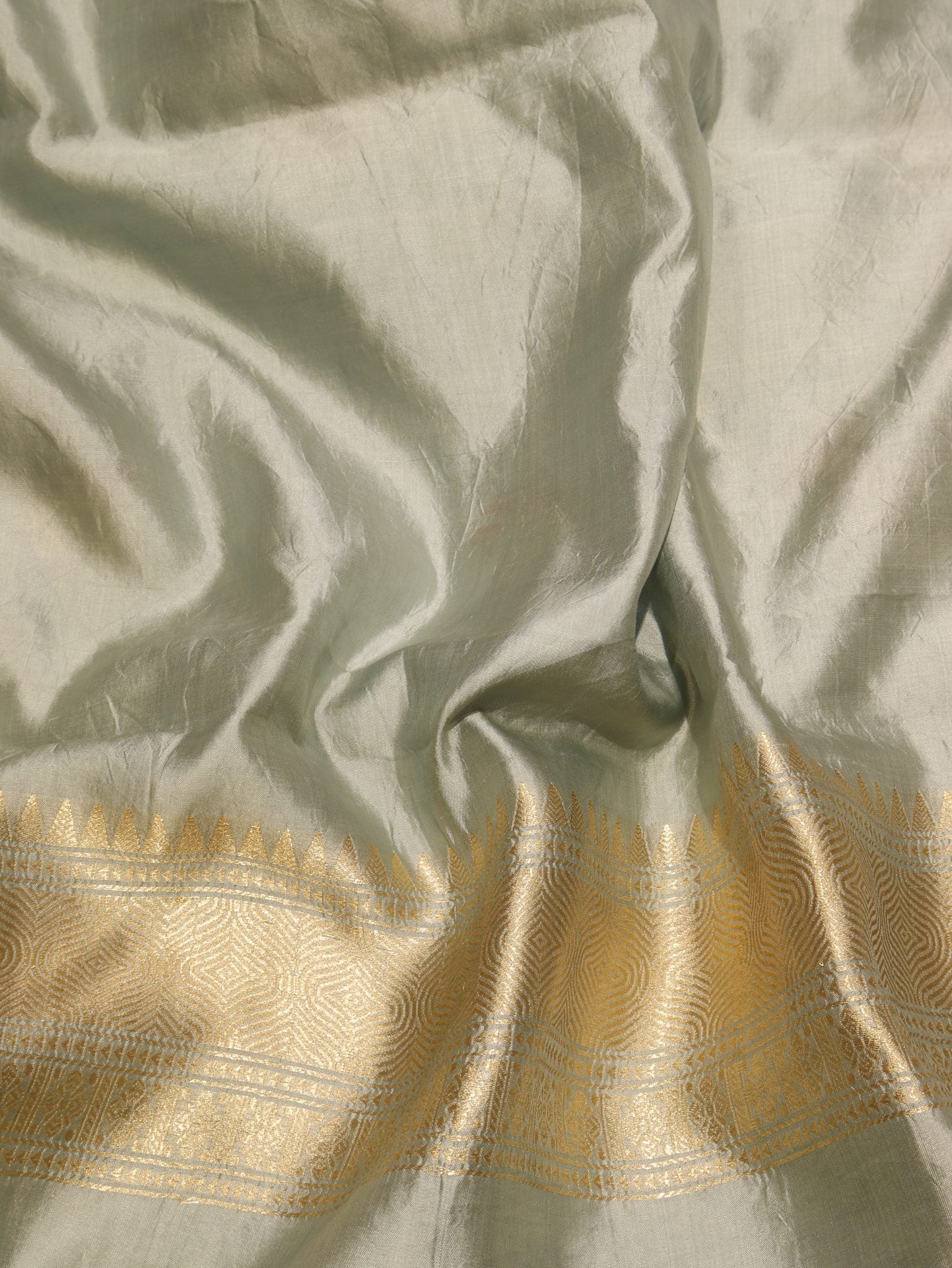 Powder Blue Soft Katan Banarasi suit dupatta detail