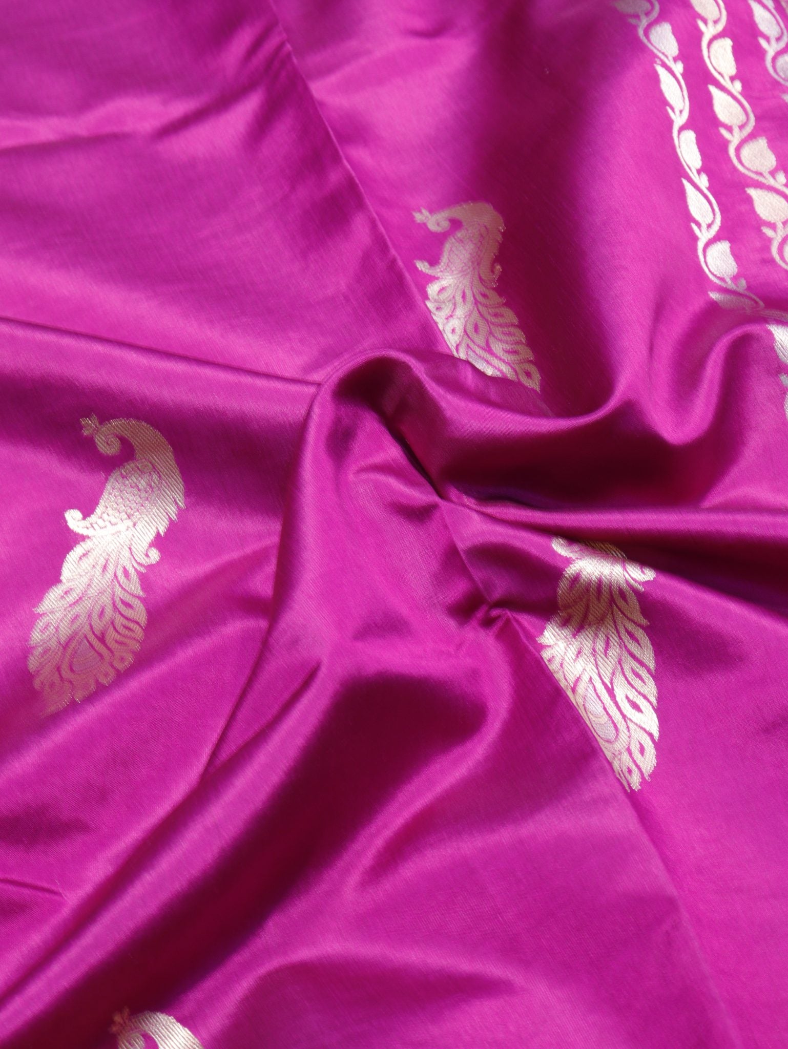 Pink Soft Katan Banarasi saree blouse piece