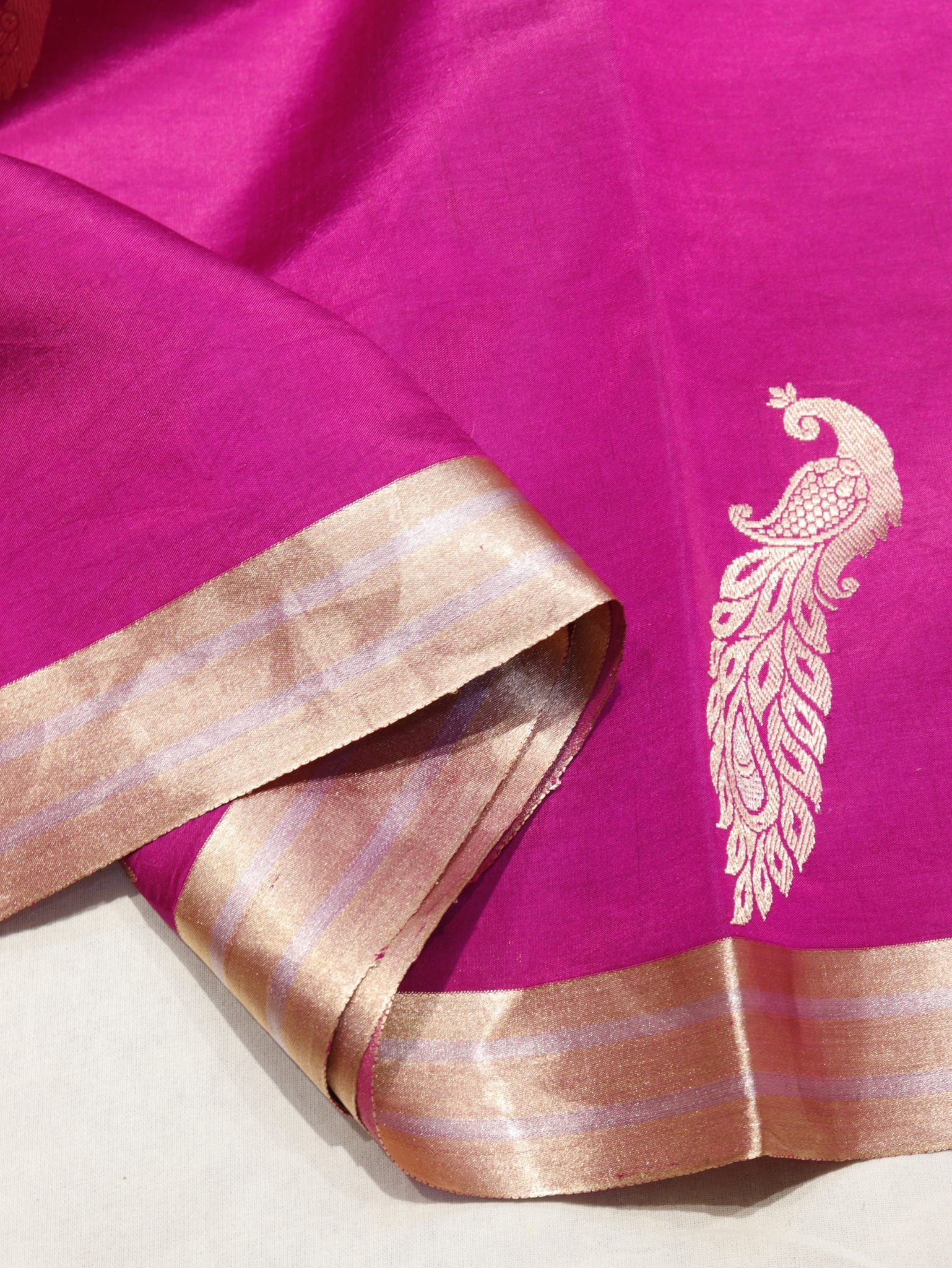 Pink Soft Katan Banarasi saree full spread
