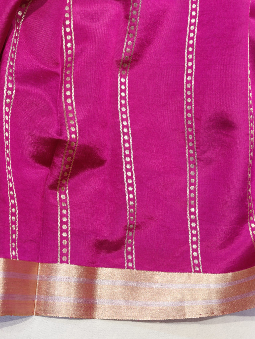 Pink Soft Katan Banarasi saree folded view