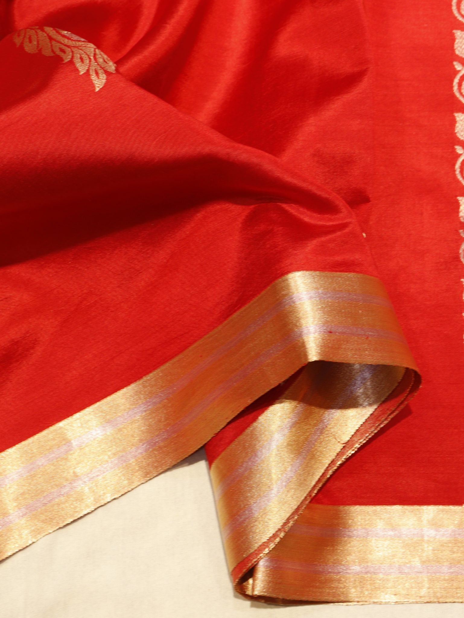Red Soft Katan Banarasi saree blouse piece
