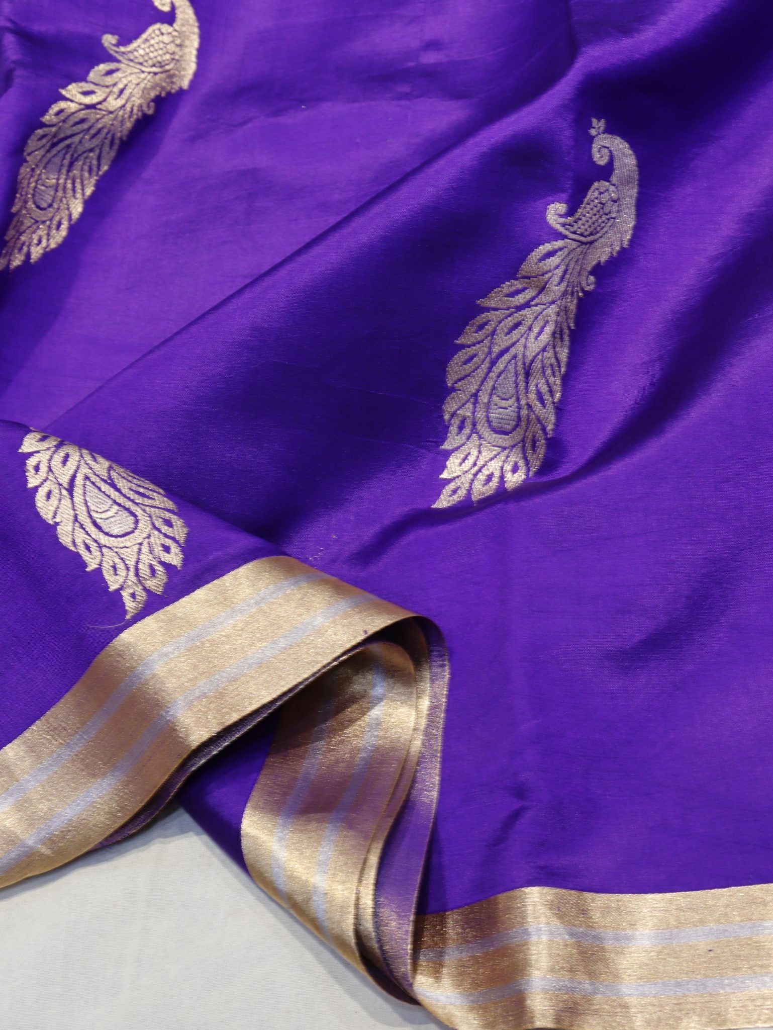 Purple Soft Katan Banarasi saree blouse piece