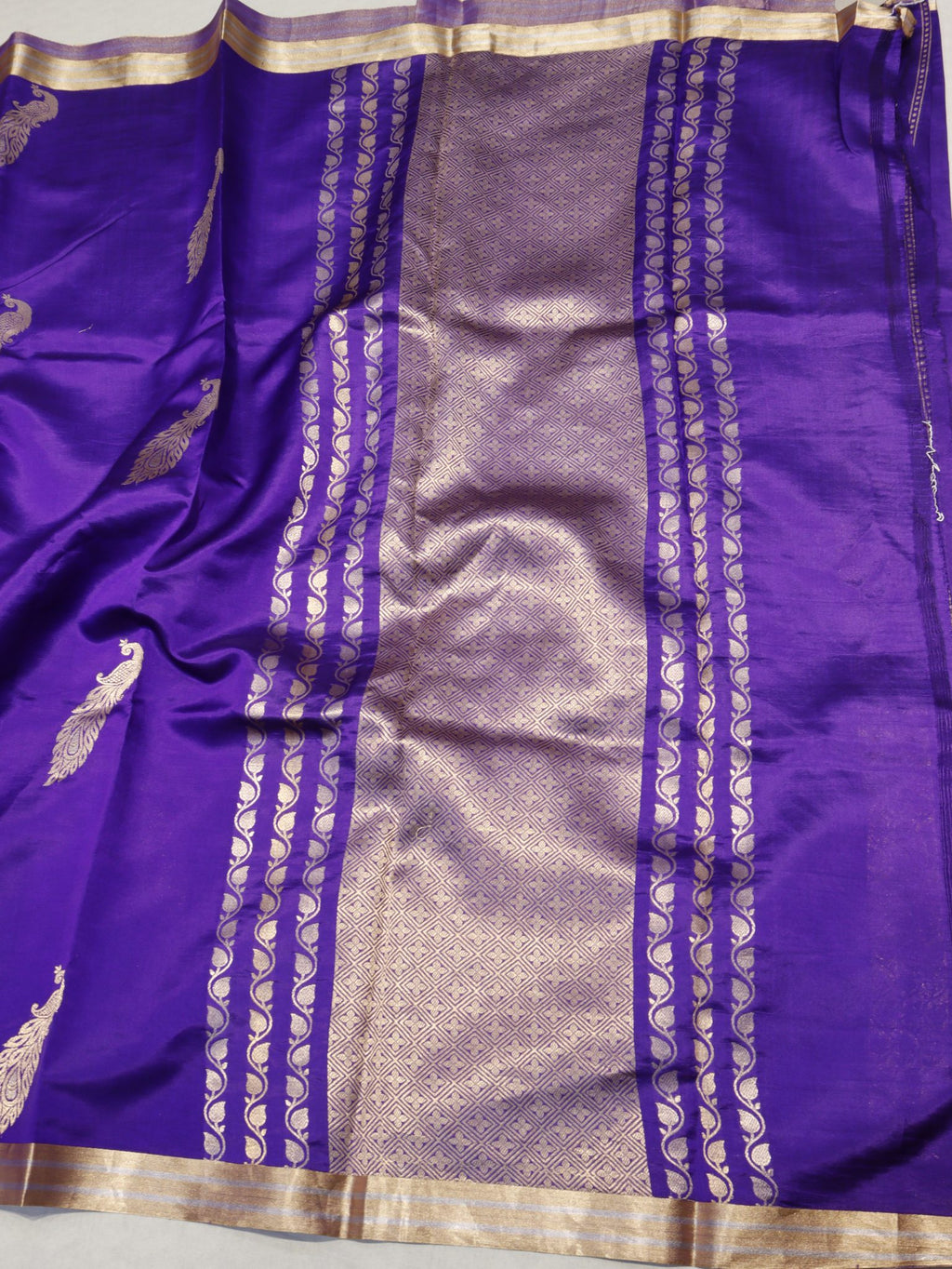 Purple Soft Katan Banarasi saree full spread