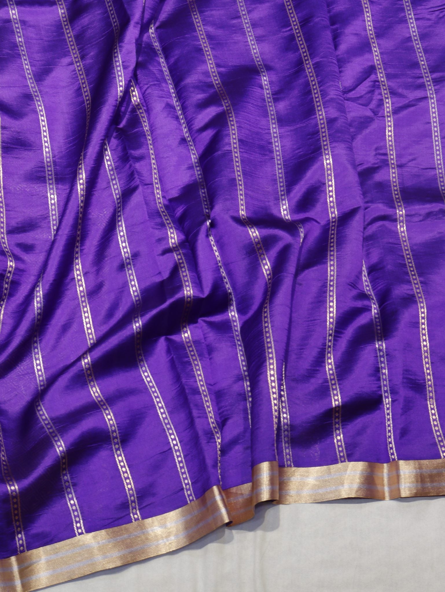Purple Soft Katan Banarasi saree texture detail