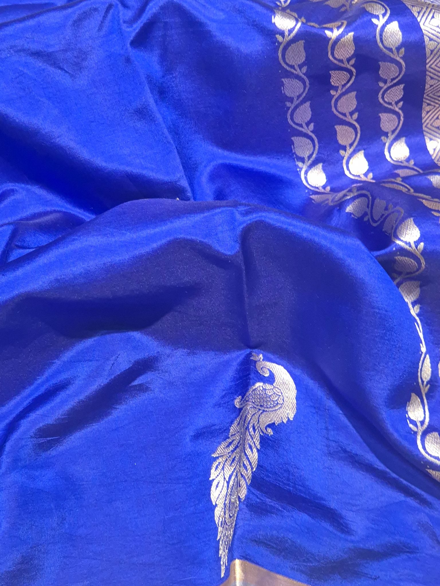 Royal Blue Soft Katan Banarasi saree blouse piece
