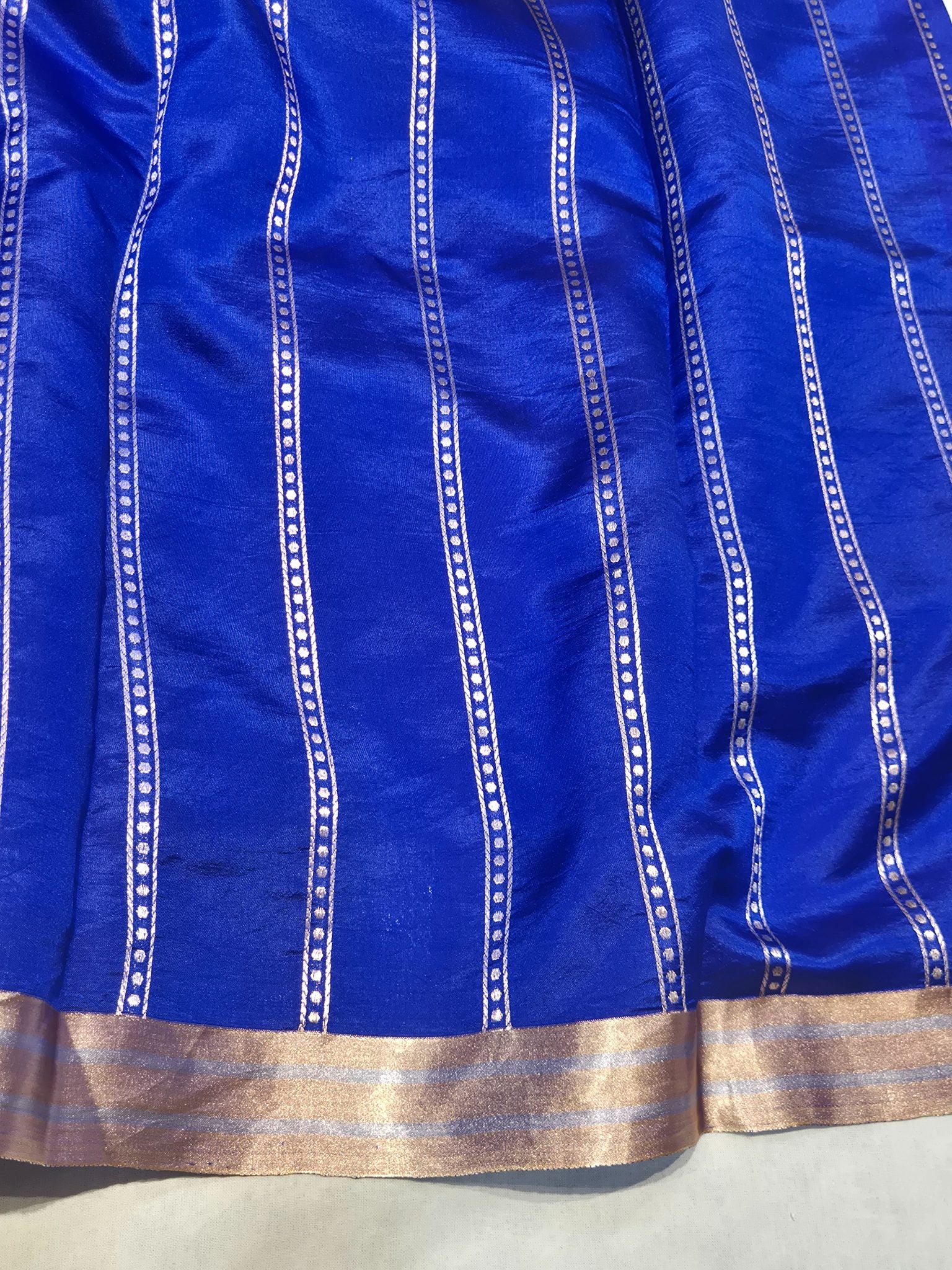 Royal Blue Soft Katan Banarasi saree full spread