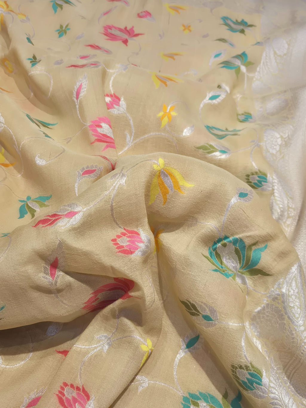 Butter Yellow (Mannan-2M) Tussar Silk Banarasi saree blouse piece