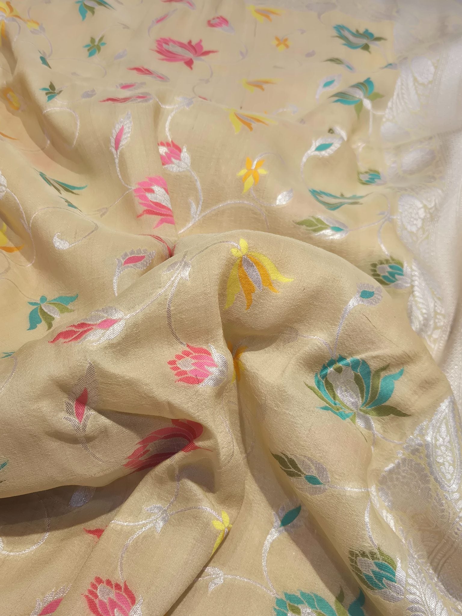 Butter Yellow (Mannan-2M) Tussar Silk Banarasi saree blouse piece