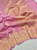 Onion Pink (Mannan-1082M) Tussar Silk Banarasi saree front drape view