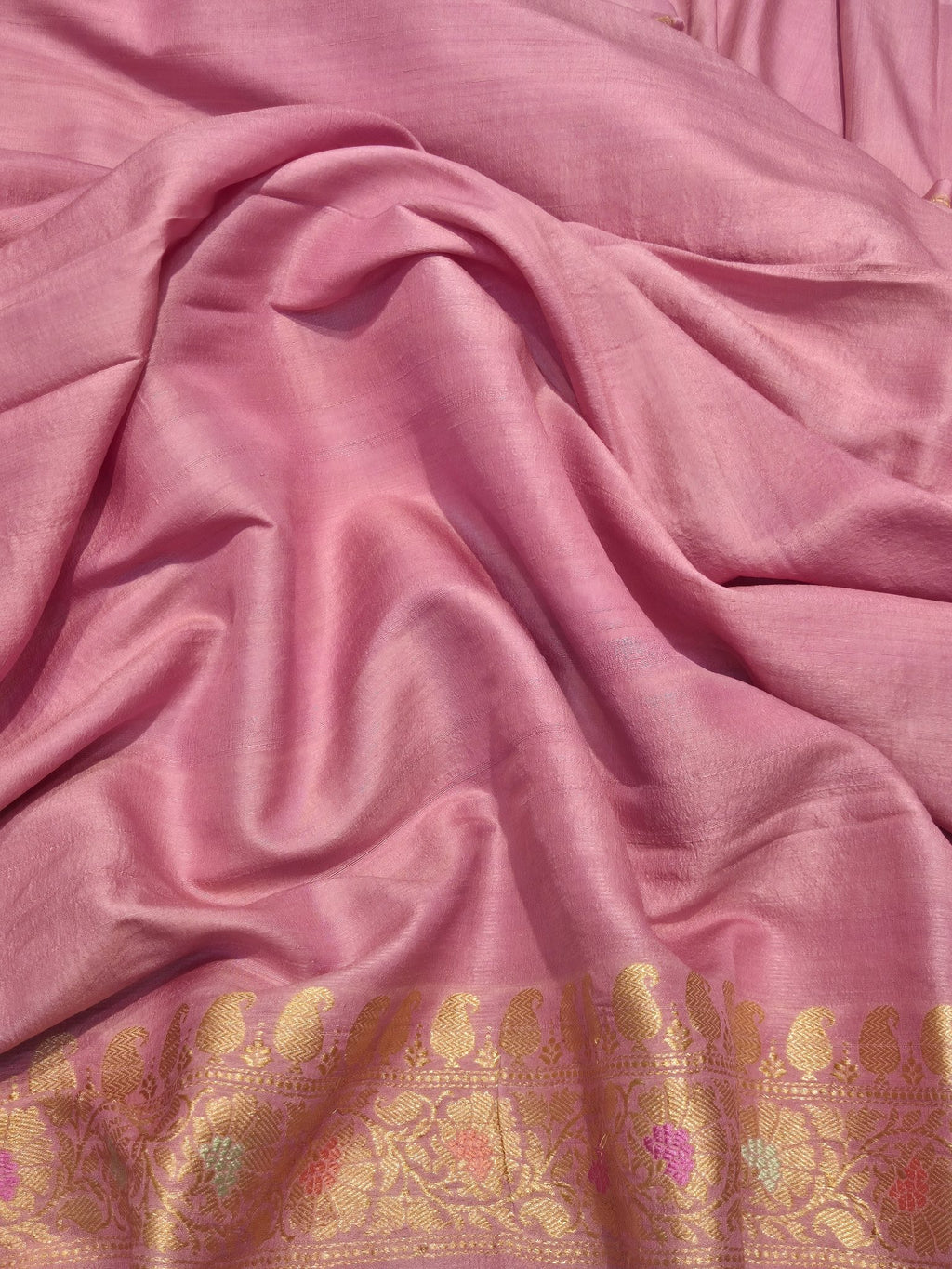 Onion Pink (Mannan-1082M) Tussar Silk Banarasi saree zari work detail
