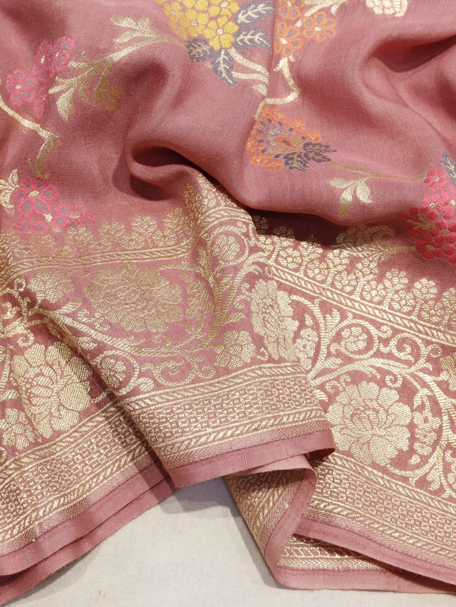 Soft Muted Pink (Mannan-774M) Moonga Silk Banarasi saree blouse piece