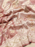 Muted Rose Pink (Mannan-779M) Tussar Silk Banarasi saree front drape view