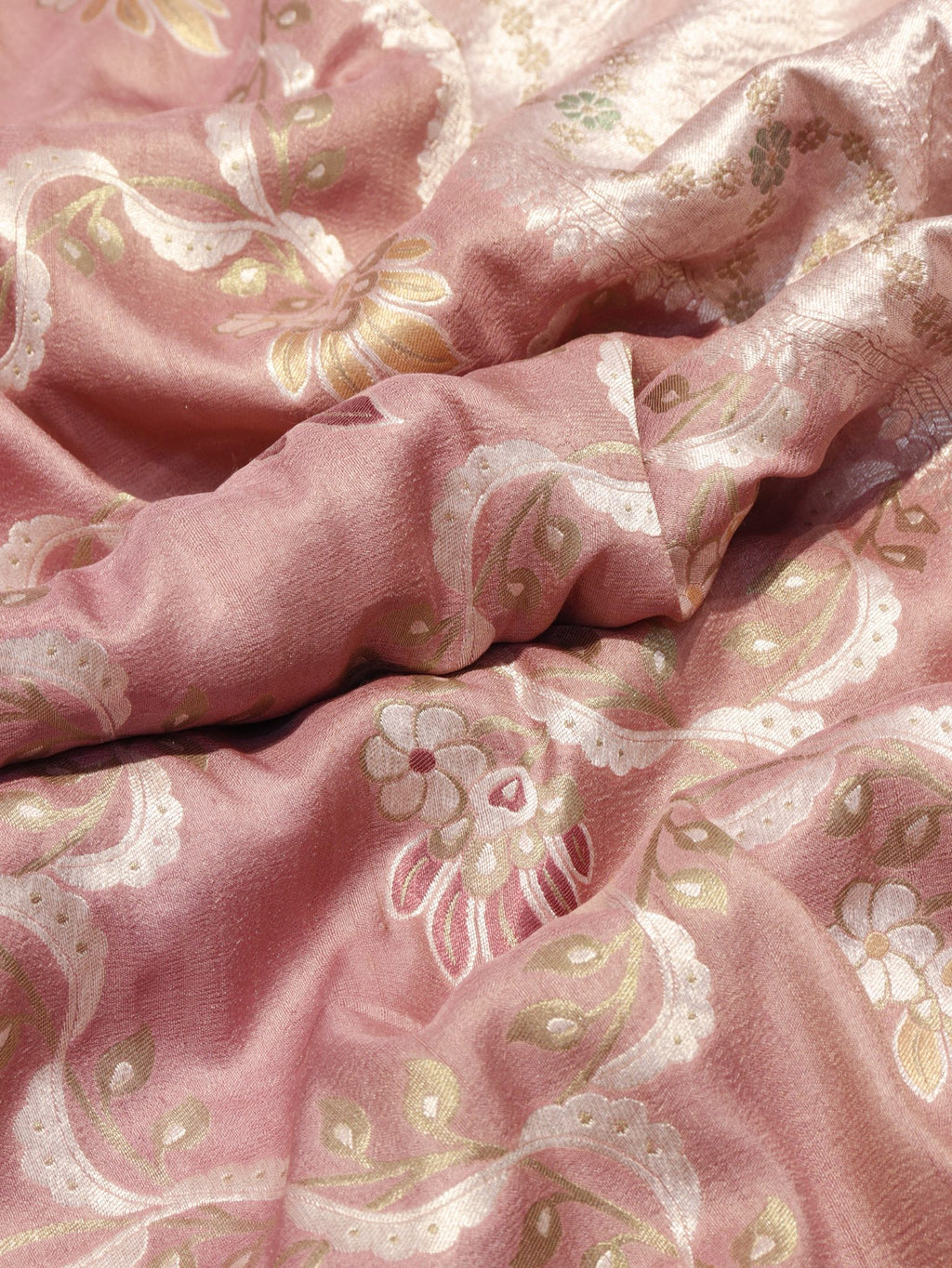Muted Rose Pink (Mannan-779M) Tussar Silk Banarasi saree blouse piece