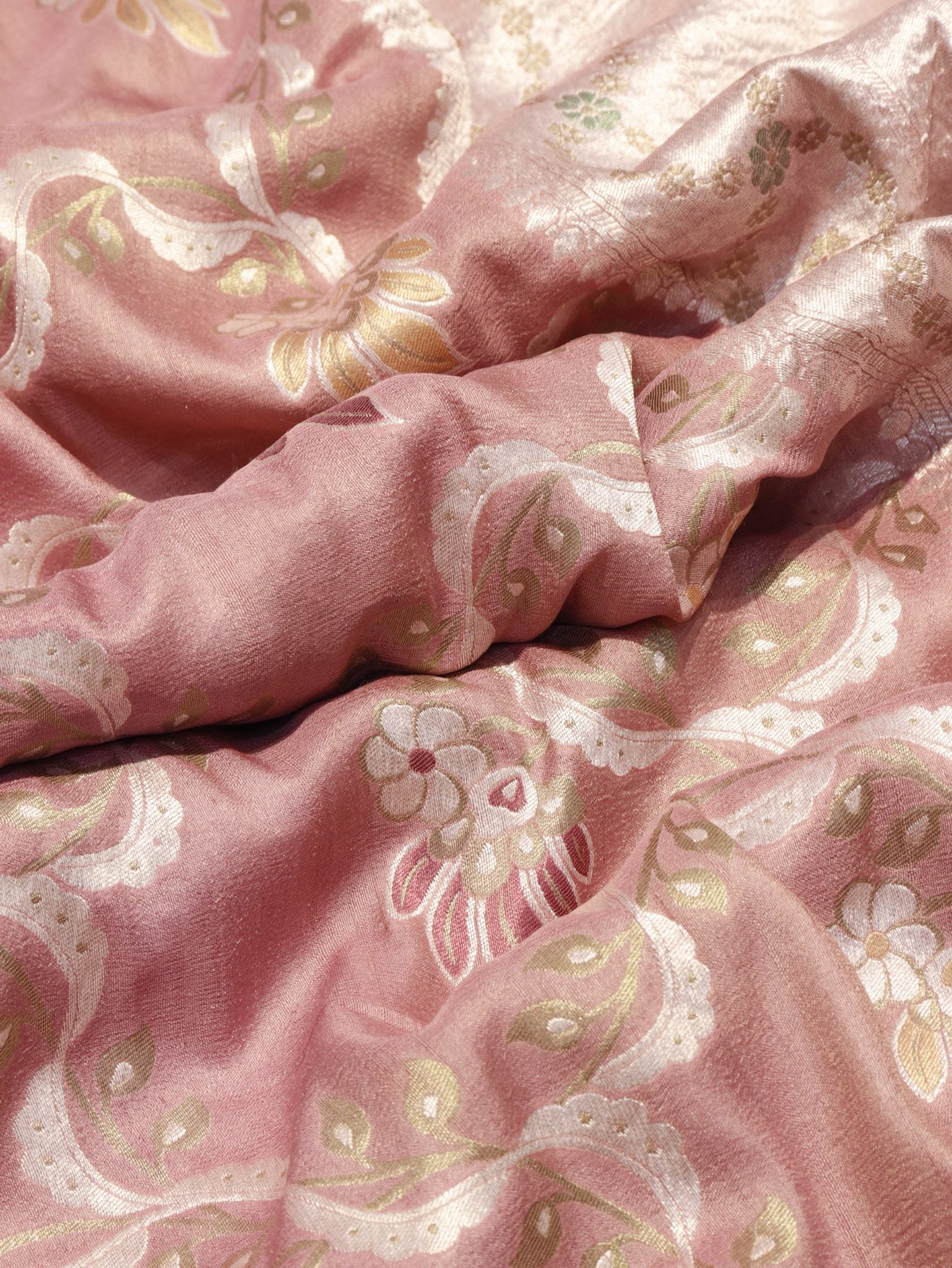 Muted Rose Pink (Mannan-779M) Tussar Silk Banarasi saree blouse piece