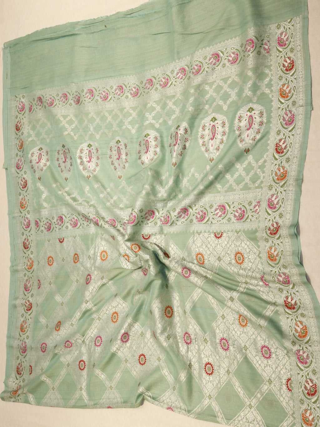 Mint (Mannan-1168M) Tussar Silk Banarasi saree zari work detail