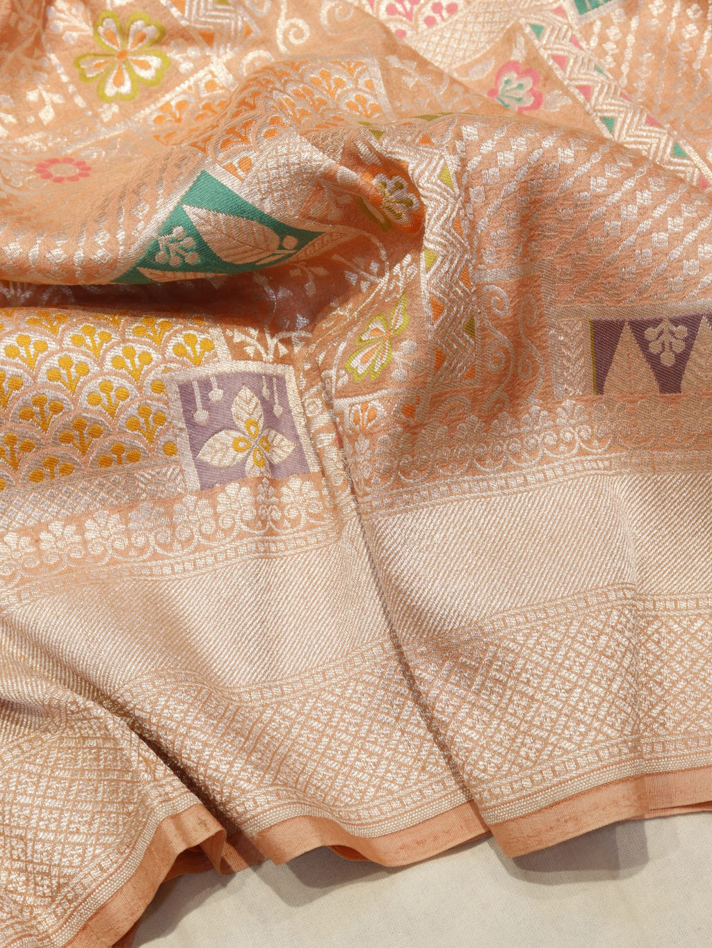 Peach-Orange (Mannan-852M) Tussar Silk Banarasi saree blouse piece