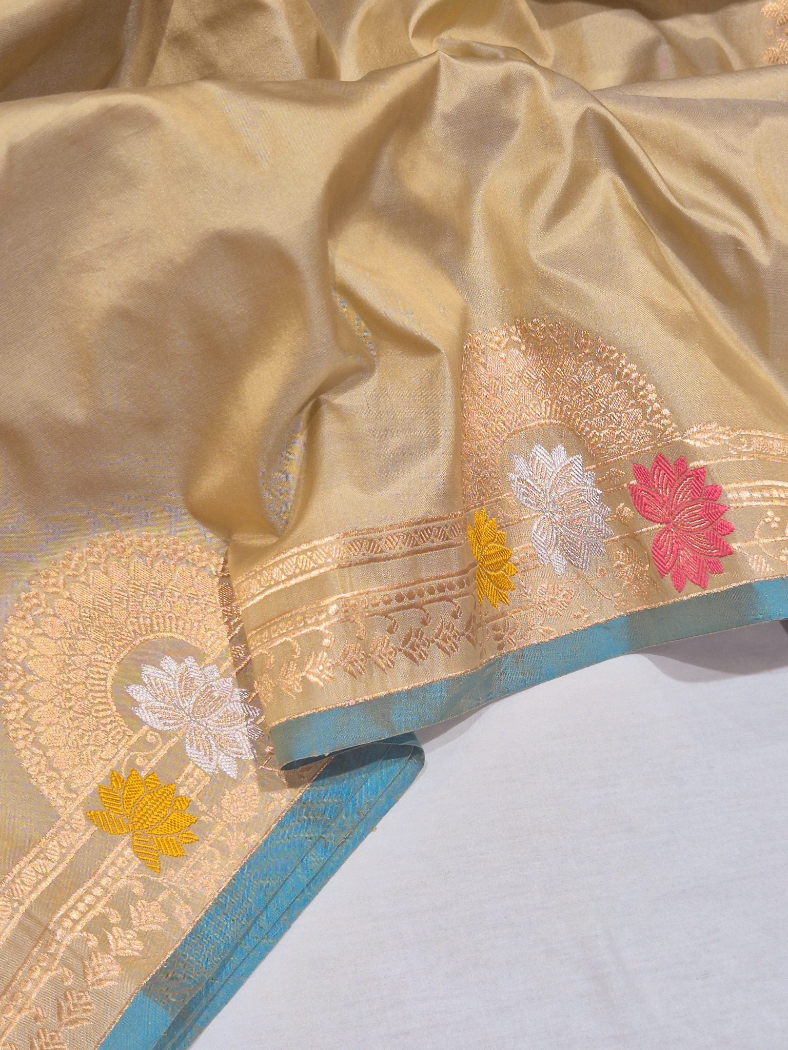 Camel Katan Silk Banarasi saree blouse piece