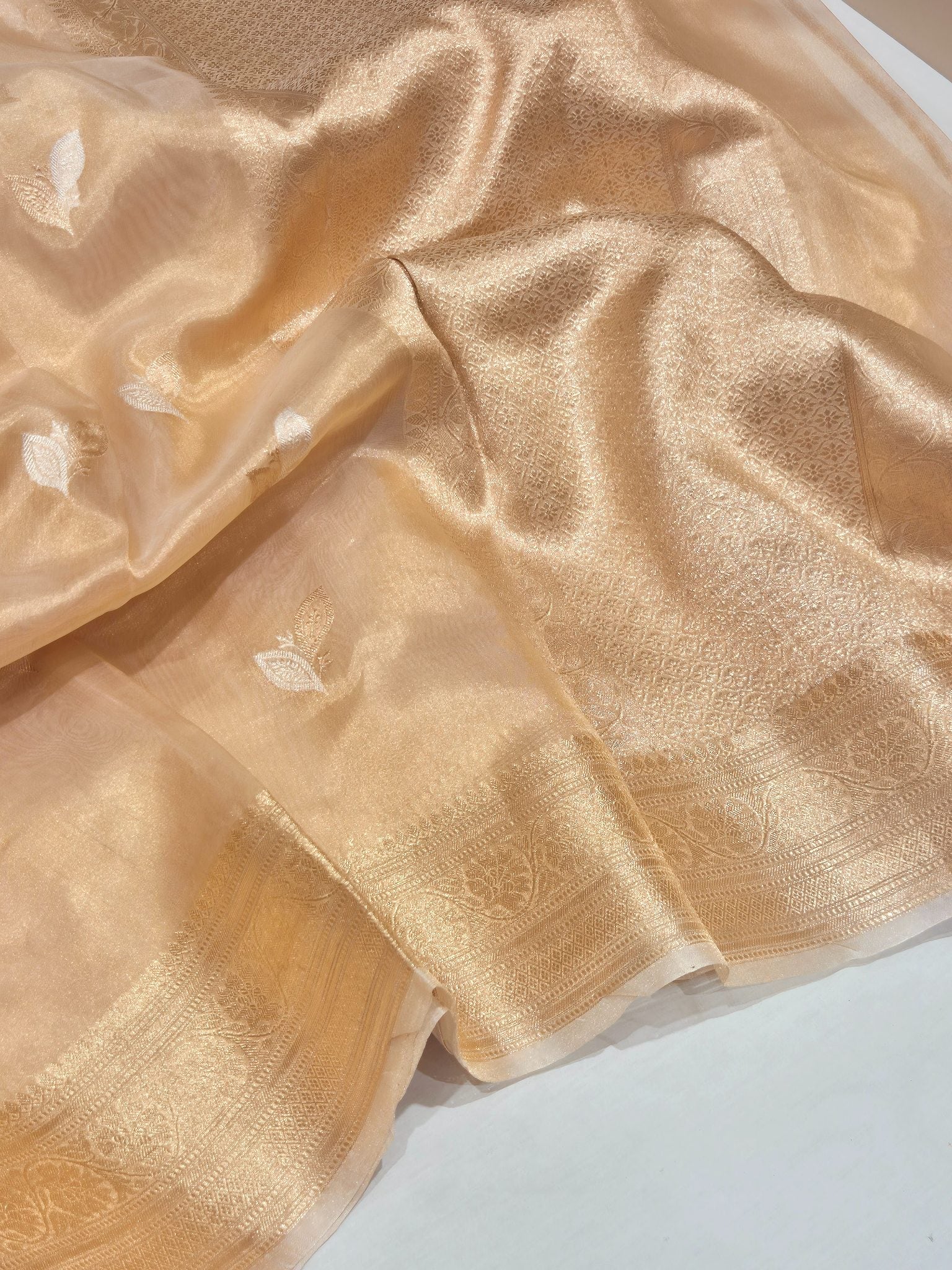 Gold Tissue Silk Banarasi saree full spread