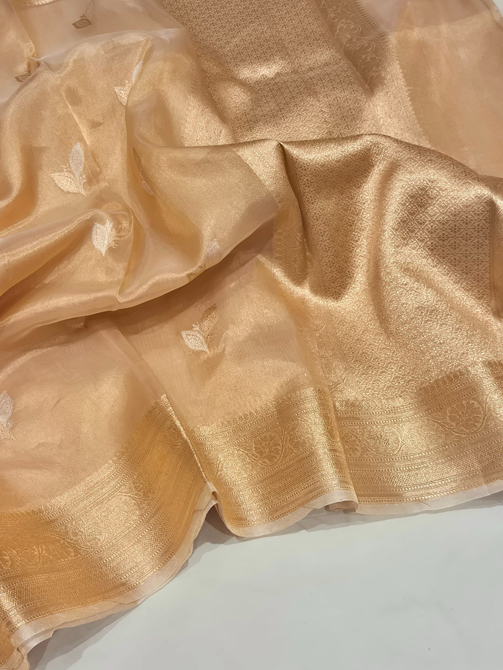 Gold Tissue Silk Banarasi saree folded view