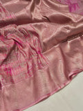 Pink Mulberry Silk Banarasi saree border closeup